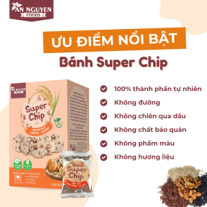 BÁNH SUPER CHIP – TỪ GẠO LỨT 3 MÀU VÀ HẠT KHÔNG ĐƯỜNG ( Vị Gạo lứt, Hạnh Nhân, Óc Chó) Super Chip là lựa chọn hoàn hảo cho những ai đang tìm kiếm một loại bánh ăn vặt KHÔNG ĐƯỜNG nhưng vẫn đảm bảo thơm ngon, giòn rụm và giàu dinh dưỡng. Với sự kết hợp đột phá từ 3 loại gạo lứt cùng các loại hạt cao cấp, Super Chip phù hợp cho người ăn chay, ăn kiêng, và người có nhu cầu kiểm soát đường huyết.